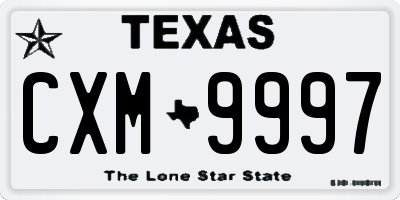 TX license plate CXM9997