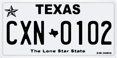 TX license plate CXN0102