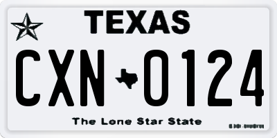 TX license plate CXN0124