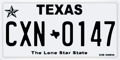 TX license plate CXN0147