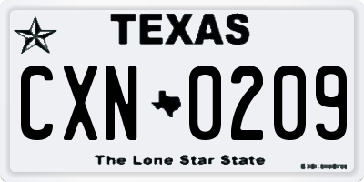 TX license plate CXN0209