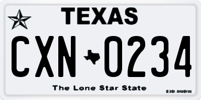 TX license plate CXN0234