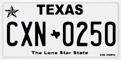 TX license plate CXN0250