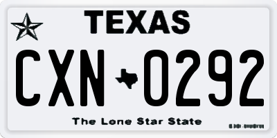 TX license plate CXN0292