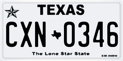 TX license plate CXN0346