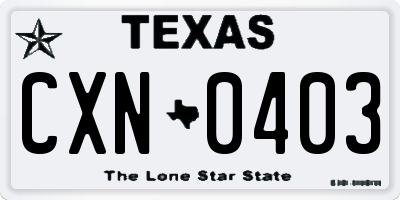 TX license plate CXN0403