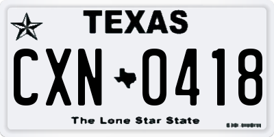 TX license plate CXN0418