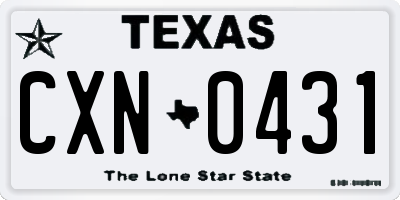 TX license plate CXN0431