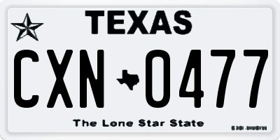 TX license plate CXN0477