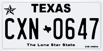 TX license plate CXN0647