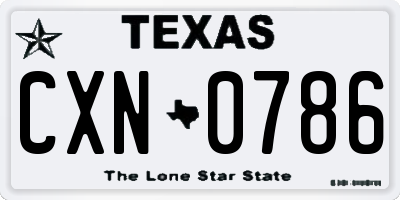 TX license plate CXN0786