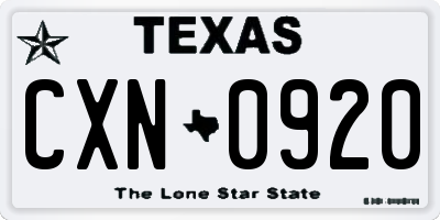 TX license plate CXN0920