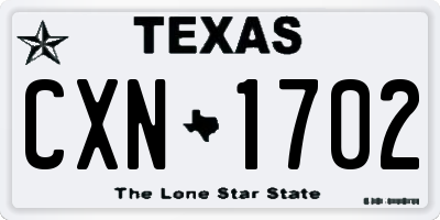 TX license plate CXN1702