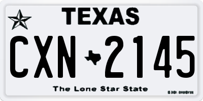 TX license plate CXN2145