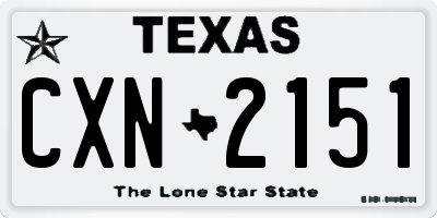 TX license plate CXN2151
