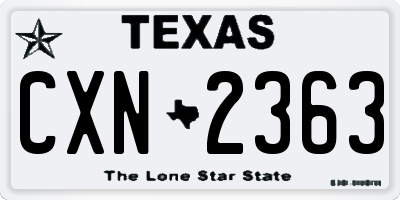 TX license plate CXN2363