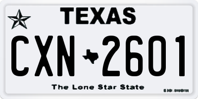TX license plate CXN2601