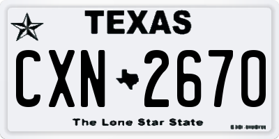 TX license plate CXN2670