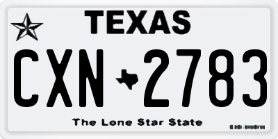 TX license plate CXN2783