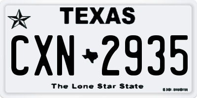 TX license plate CXN2935