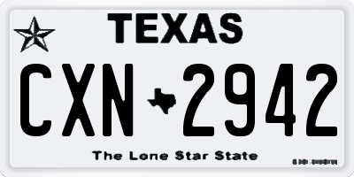 TX license plate CXN2942