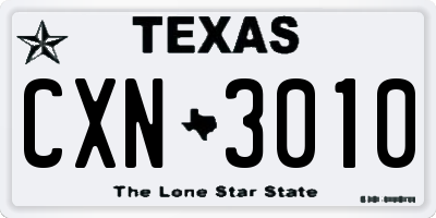 TX license plate CXN3010