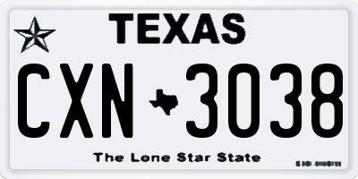 TX license plate CXN3038