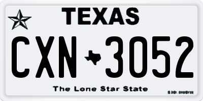 TX license plate CXN3052
