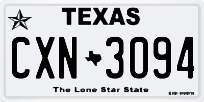 TX license plate CXN3094