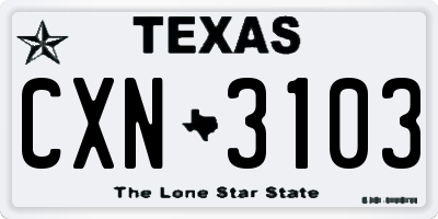 TX license plate CXN3103
