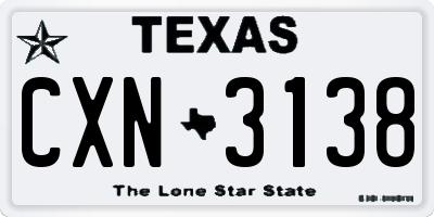 TX license plate CXN3138