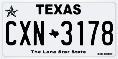 TX license plate CXN3178