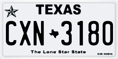 TX license plate CXN3180