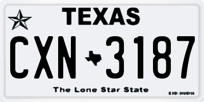 TX license plate CXN3187