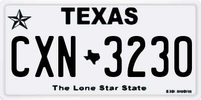 TX license plate CXN3230