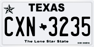 TX license plate CXN3235