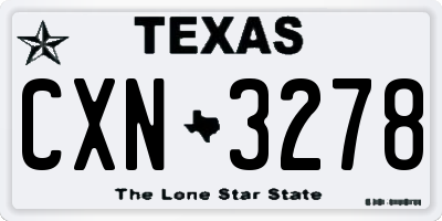 TX license plate CXN3278