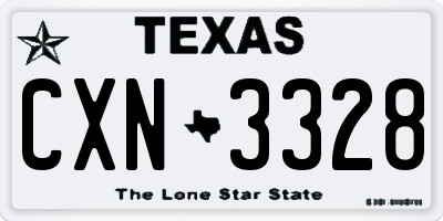 TX license plate CXN3328