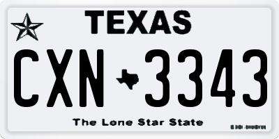 TX license plate CXN3343