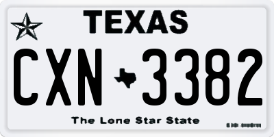 TX license plate CXN3382