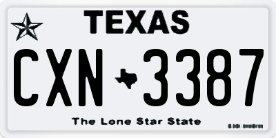 TX license plate CXN3387