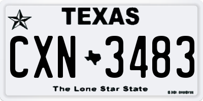 TX license plate CXN3483