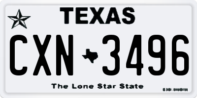 TX license plate CXN3496