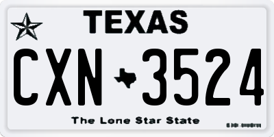TX license plate CXN3524