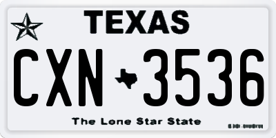 TX license plate CXN3536