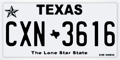 TX license plate CXN3616