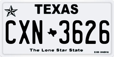 TX license plate CXN3626