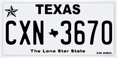 TX license plate CXN3670