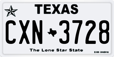 TX license plate CXN3728