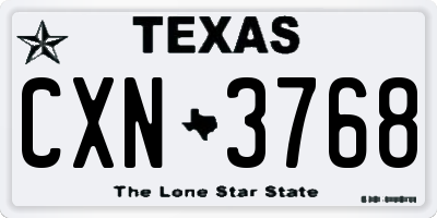 TX license plate CXN3768